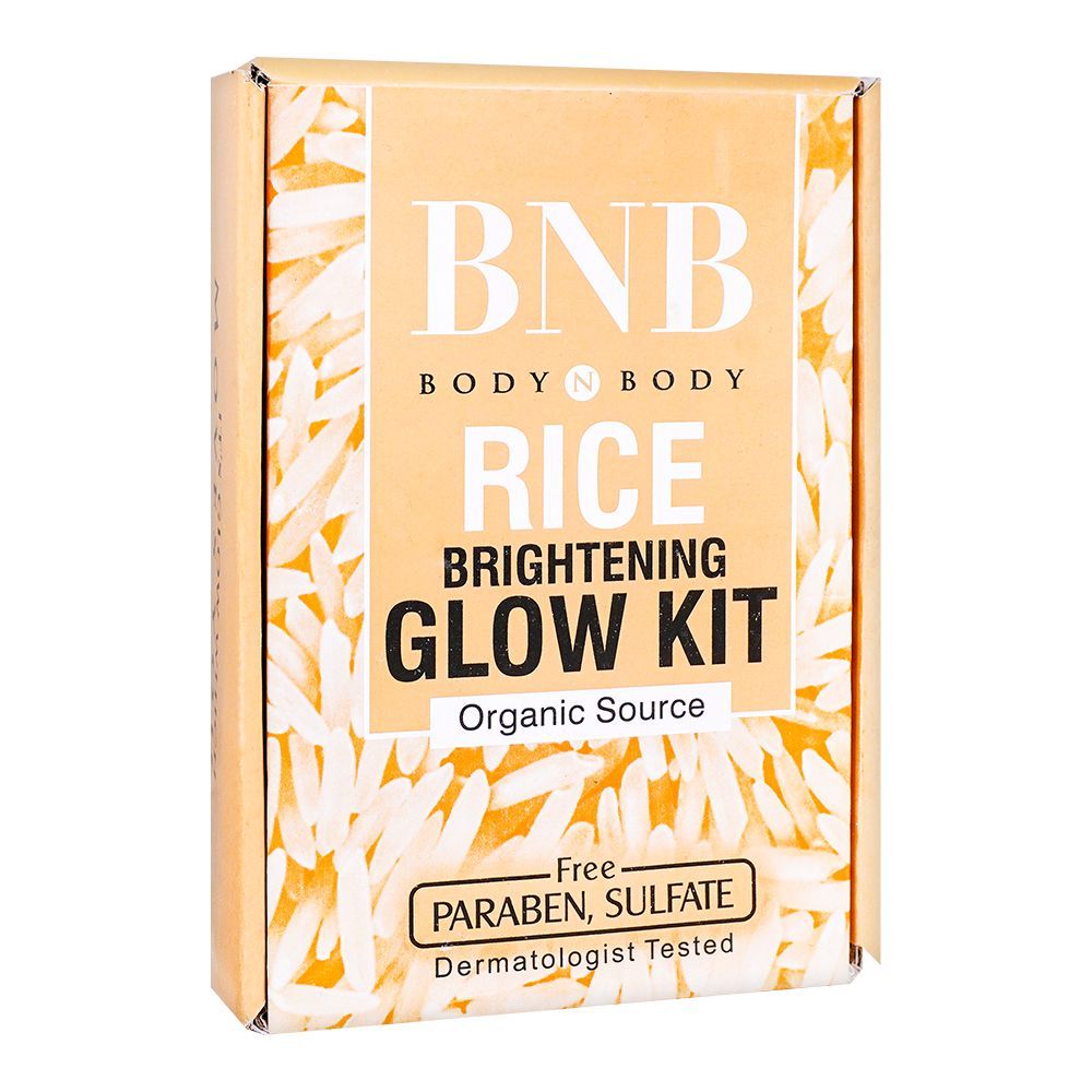 BNB Organic Source Rice Brightening Glow Kit includes Face Wash, Scrub, and Mask