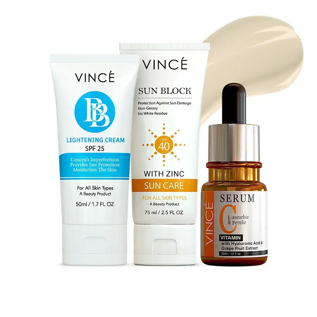 Glow Up Trio – Vitamin C Serum, Sunblock SPF 40 & BB Cream in Pakistan